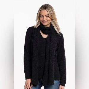 MERINO POSSUM VEE NECK BLACK WOOL SWEATER